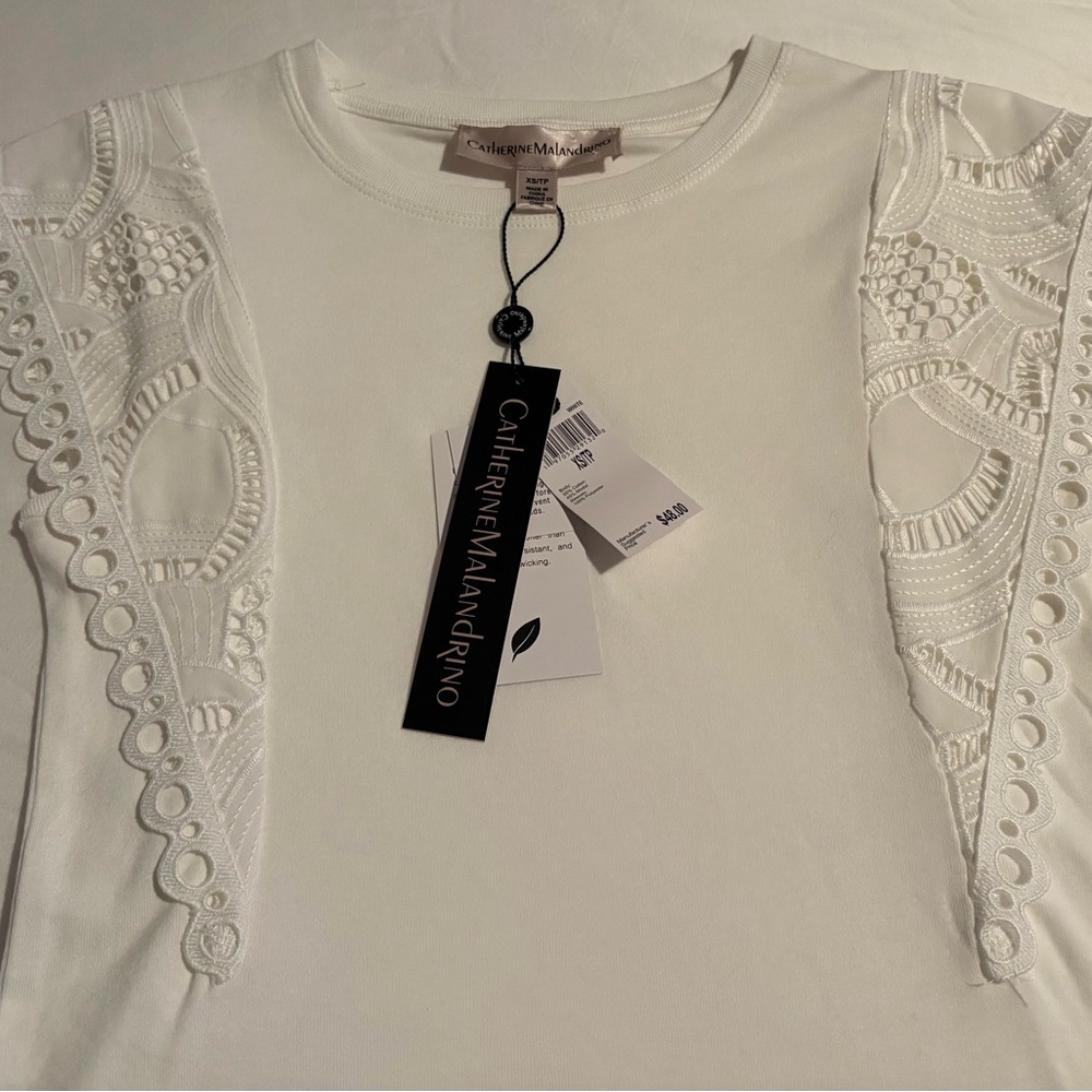 Catherine Malandrino Ivory Lace Accent Blouse